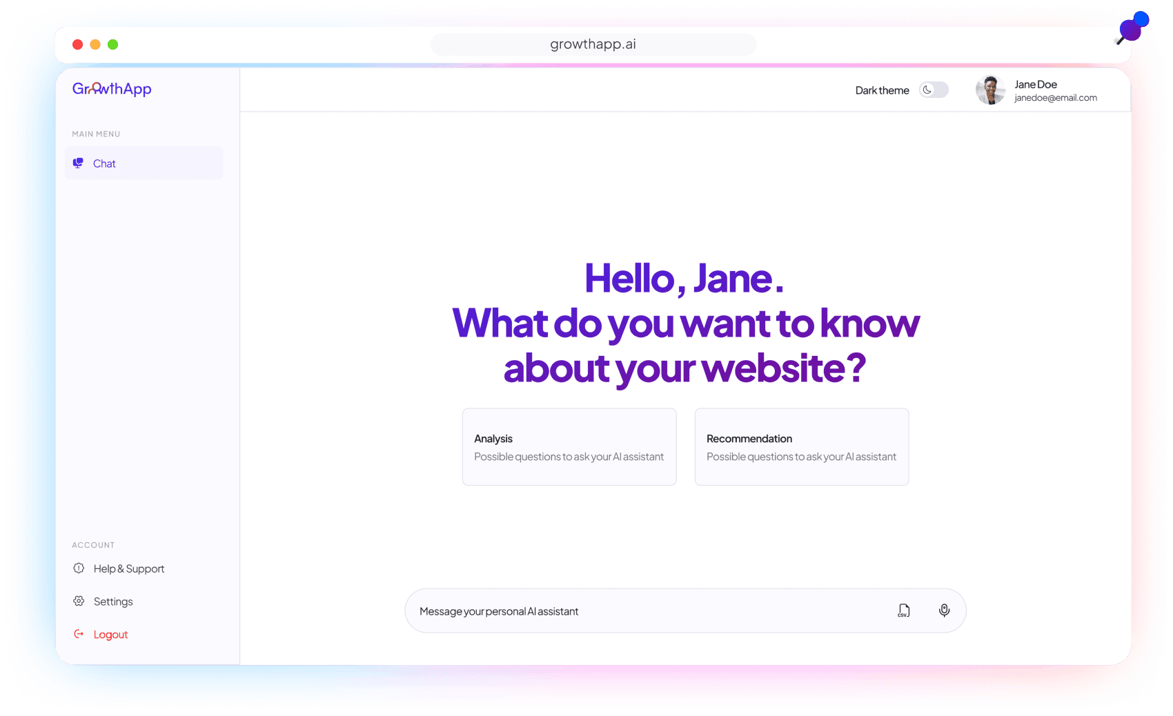 New Landing Hero | Homepage New | GrowthApp Your AI-Powered CRO Assistant