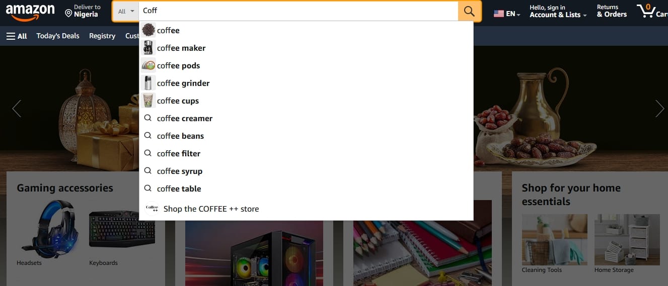 Amazon search bar.
